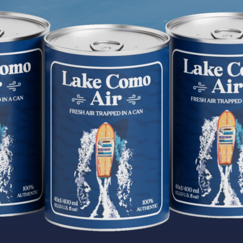 Latas de ar fresco de famoso lago são vendidas a turistas na Itália