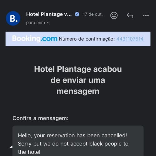 ‘Não aceitamos pessoas negras’: artista brasileiro recebe mensagem racista em nome de hotel, que diz ter sido vítima de e-mail falso